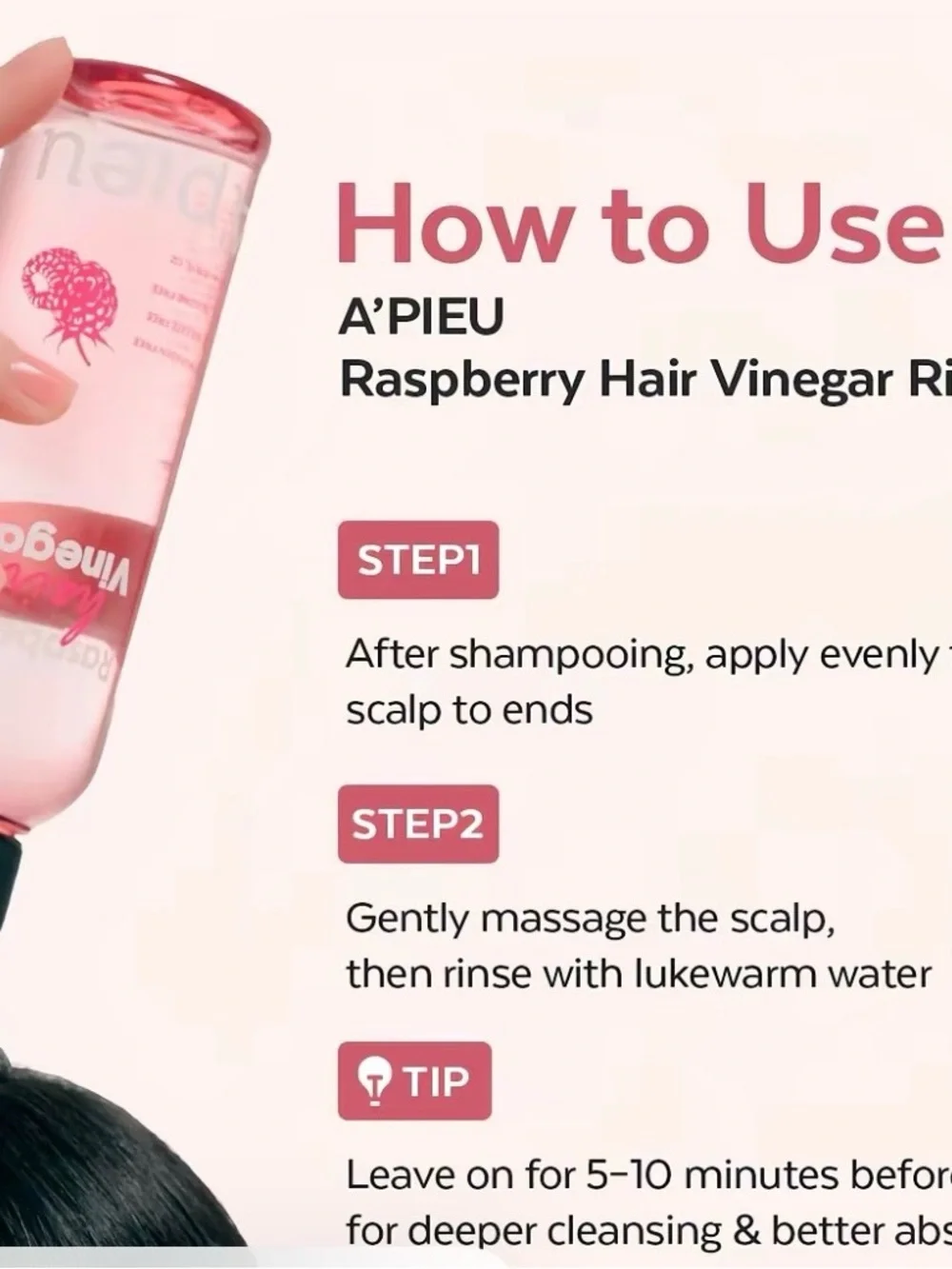 A'PIEU Raspberry Hair Vinegar - Pink Clarifying Hair Rinse